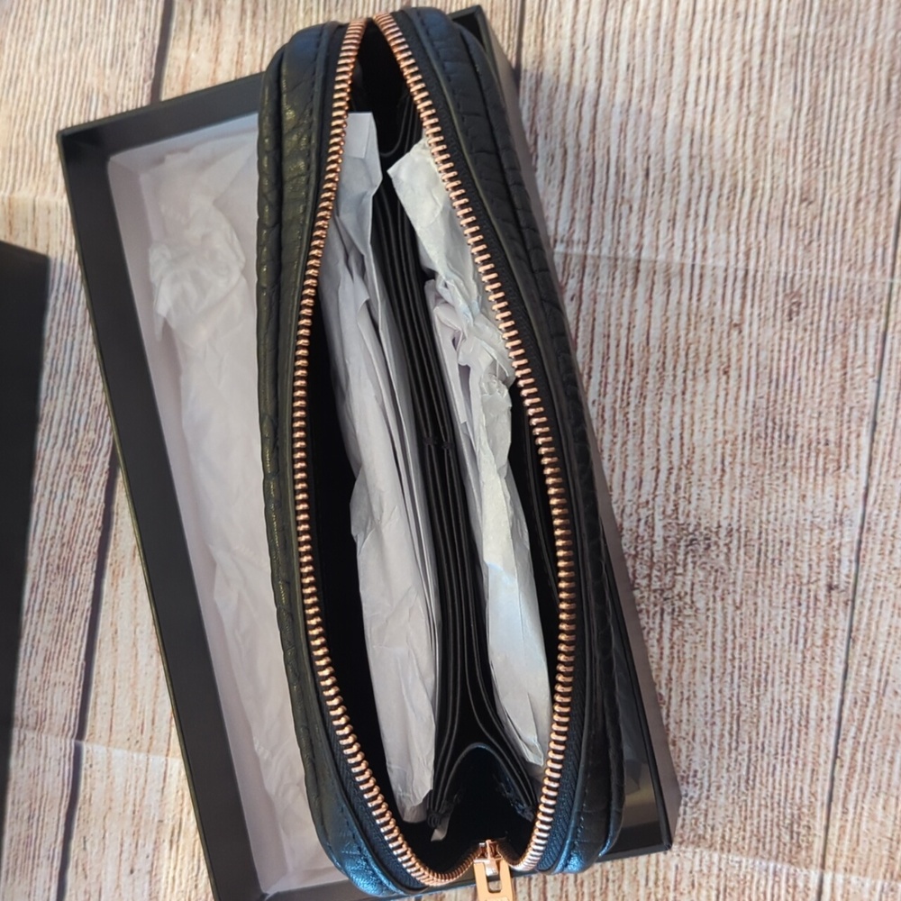 Alexander Wang Black Fumo Continental Wallet Pebbled Black leather Rose Gold - Picture 6 of 10
